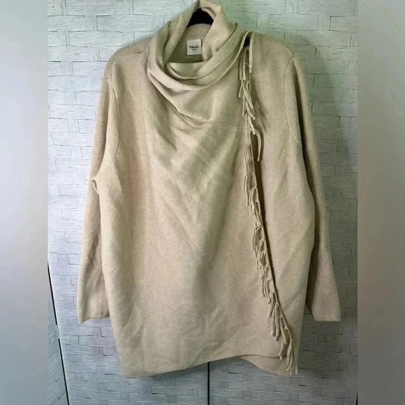Rafaella cardigan, wrap button sweater, tassel tan Bohemian Lagenlook plus size - Picture 1 of 9